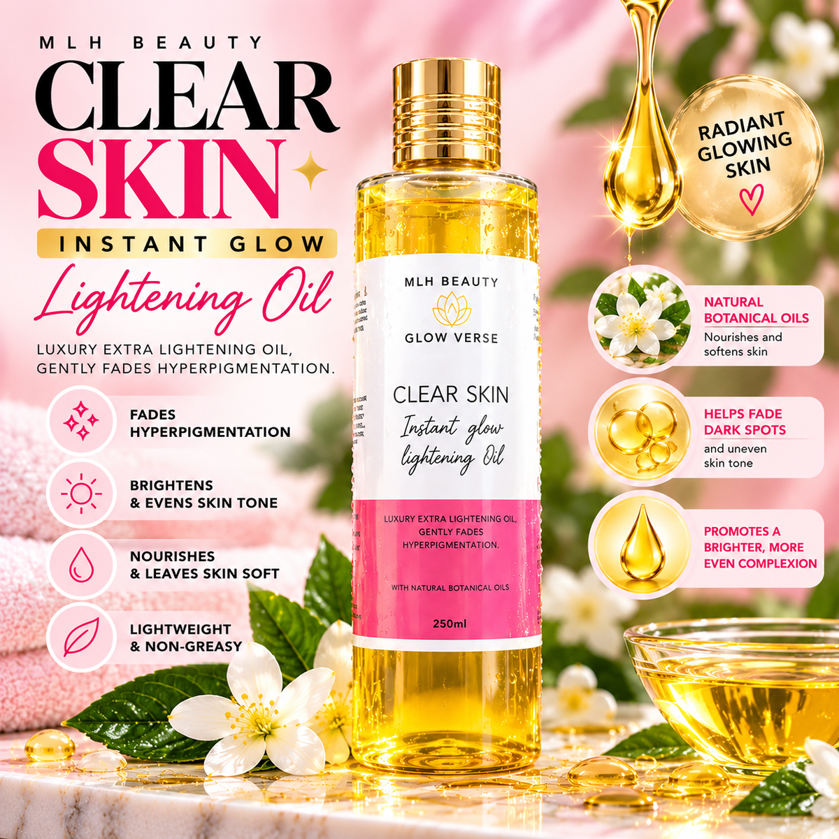 Glow Verse Clear Skin Instant Glow Toning Oil 250ml