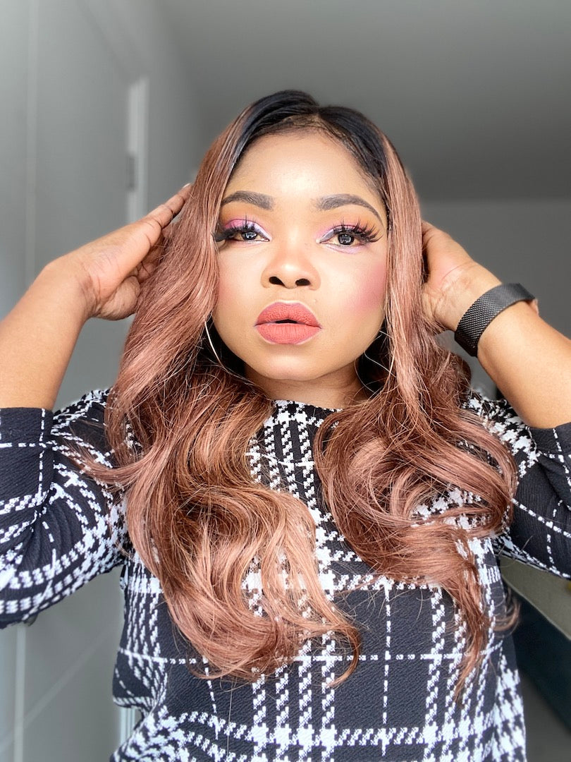 MLH Two Tone Cambodian Wavy Lace Frontal Wig- Brown - MLH Beauty