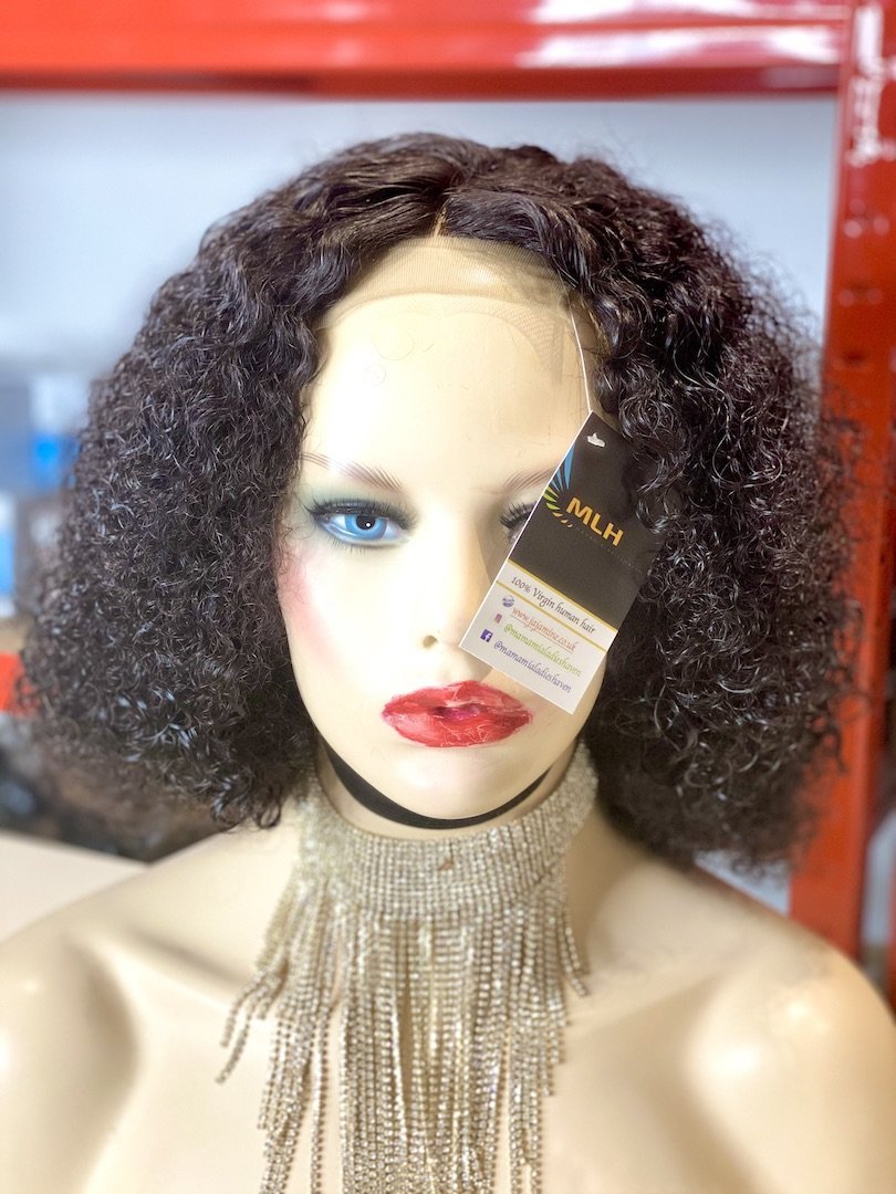 MLH fluffy malaysian kinky curl lace closure wig - MLH Beauty